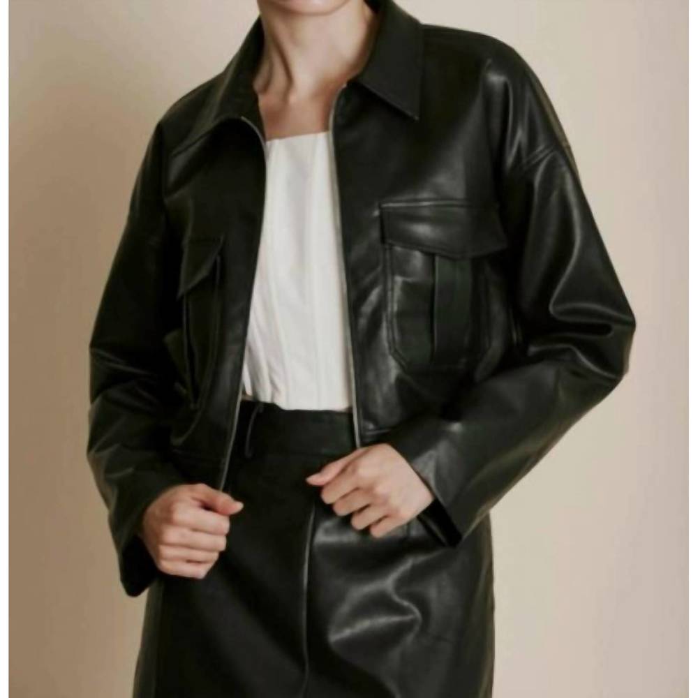 NEW AUREUM arkwright vegan leather jacket in black